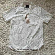 BEAMS PLUS Pima Cotton Open Collar Pullover Short Sleeve Shirt Size S New