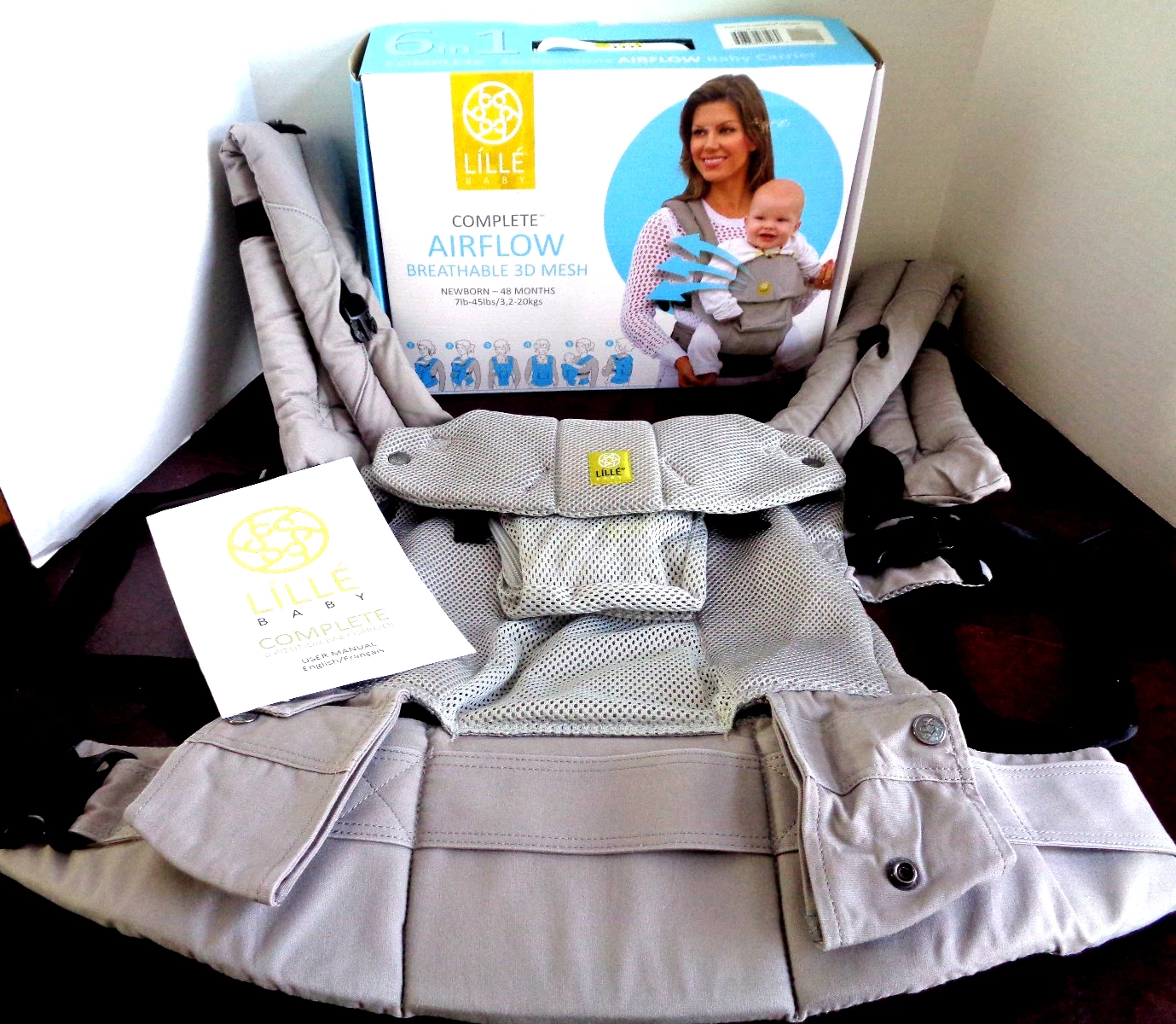 Lille Baby Complete Airflow Carrier 3D Mesh Newborn-48months/7-45lbs Grey