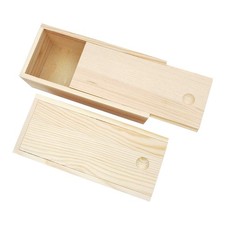 2 Pack Wood Box with Sliding Lid Unfinished Wood Storage Box Blank Natural Wo...