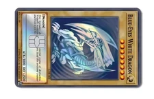 Yugioh  Blue Eyes White Dragon Holographic Anime Style Credit Card Skin Decal 