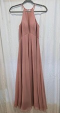 Azazie Sarah Champagne Rose Empire Pleated Chiffon Dress A0