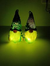 2 Packs St Patricks Day Gnomes Plush Decorations with Light Leprechaun Doll Deco