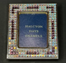 Rare Halcyon Days Enamel Swarovski Mini Picture Frame