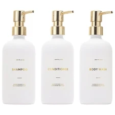 Shampoo and Conditioner Dispenser, 21Oz 3-Pack Refillable Pump Bottles