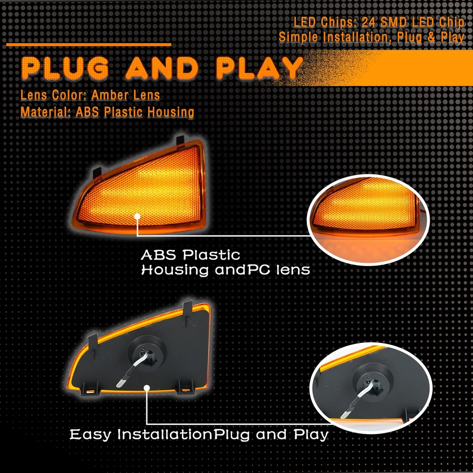 Luces de señalización delanteras laterales lámpara de esquina señal de giro ámbar para Chevy S10 1994-1997 Foto 3 de 4