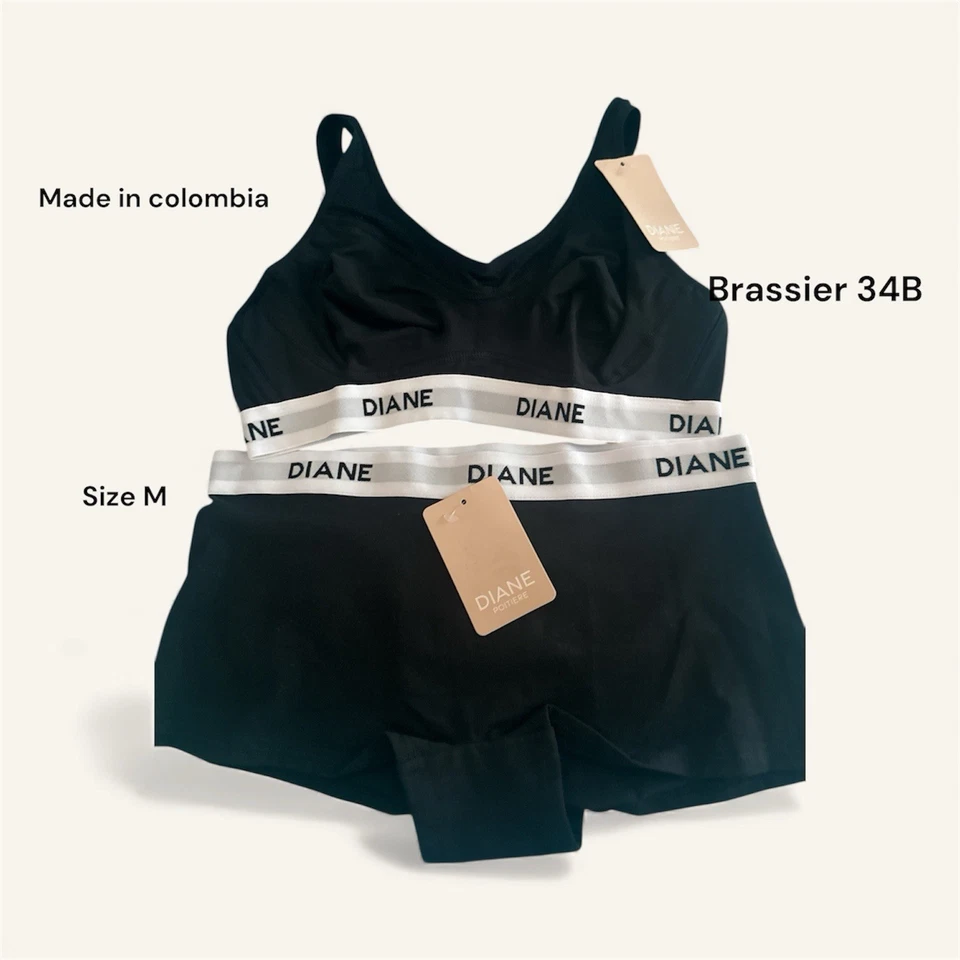 Diane Women’s Seamless Soft Bra & High-Waist Panty Set – Comfort Stretch black - Image 3 of 3