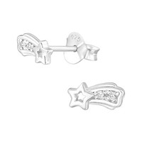 Kinder Ohrstecker MäDchen Damen 925 Silber Ohrringe Sternschnuppe Stern Geschenk