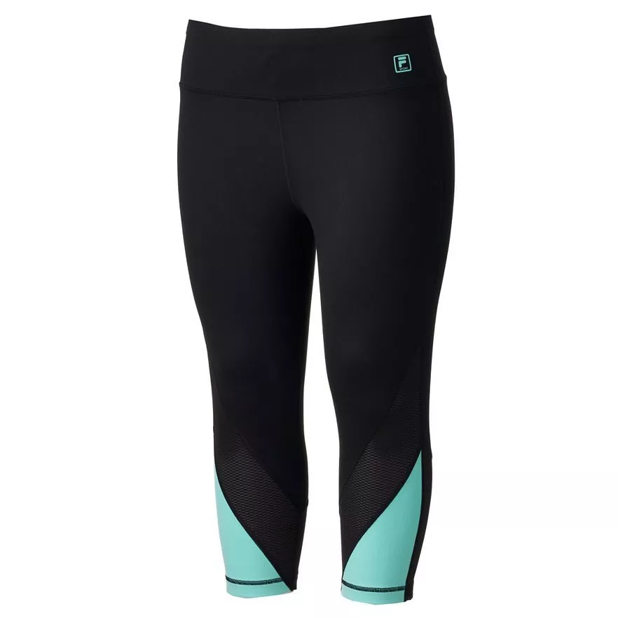 FILA SPORT Women s Black Beach Glass Mesh Printed Yoga Capris