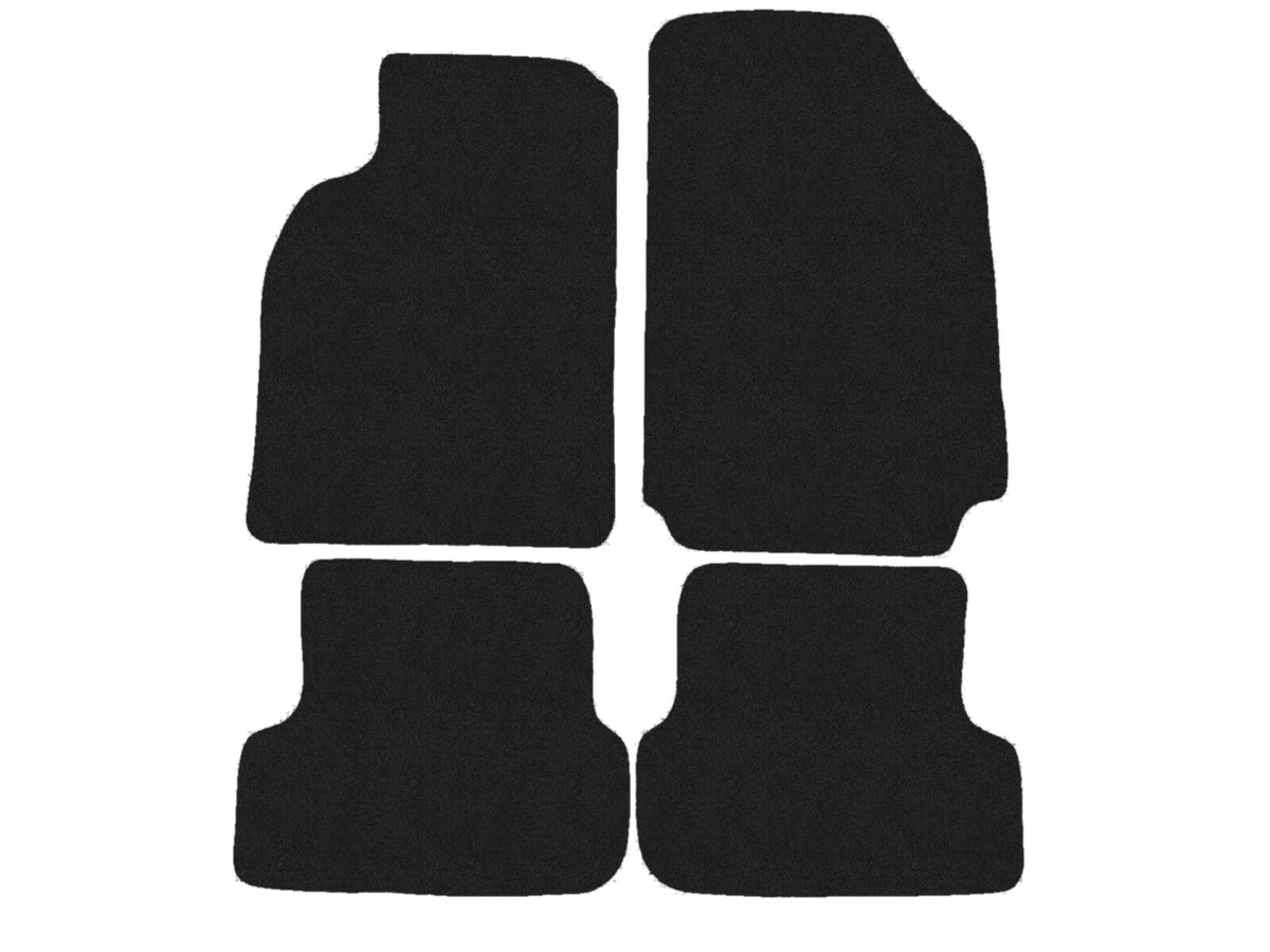 Set di tappetini in velluto per Renault Megane III (2008-2016) in pelle nabuk nera, cucitura: bianco, 4 pezzi, su misura