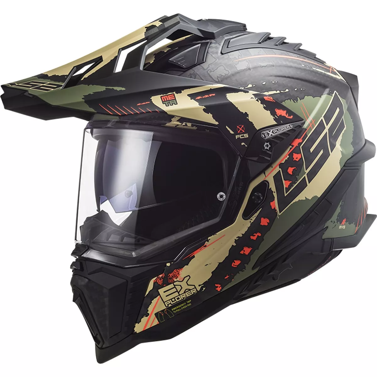 LS2 Casco de Moto M Explorer Carbono Extend MX701 Casco Enduro Off
