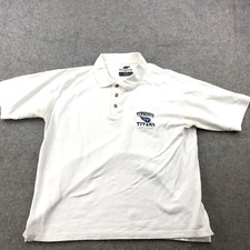 Vintage Tennessee Titans Polo Shirt Men Large White Short Sleeve Embroidered