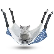 Pet Hammock for Cage Reversible Cat Hanging Hammock Soft Hanging Bed for Ferr...