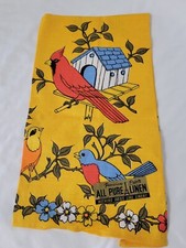 Vintage Printed Kitchen Birds Cardinals Linens Towel 28x15"