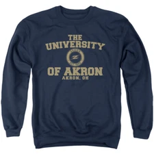 University of Akron Adult Crewneck Sweatshirt Circle Logo, Navy, S-3XL