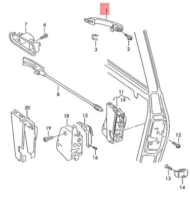 NEW DOOR HANDLE EXTERIOR VIEW * NO 'FI' FUNCTION POSSIBLE FOR 7M3839205GRU