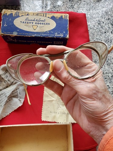 Occhiali di sicurezza antichi Bausch e Lomb vintage scatola originale - Foto 6 di 7
