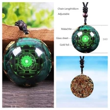 Malachite Orgonite Pendant Necklace Spiritual Healing Energy Positive Jewelry