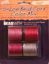 S-LON, Bead Cord, 4 Color Mix, "Plum Crazy" .5mm 3 Ply Bonded Twisted Nylon Cord