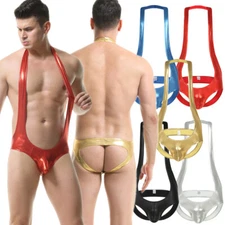Men's One Piece Jockstrap Leotard Underwear Jumpsuit Wrestling Singlet Bodysuit