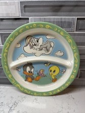 1998 Zak Warner Bros Baby Looney Tunes Bugs Bunny Tweety Divided Kids Plate