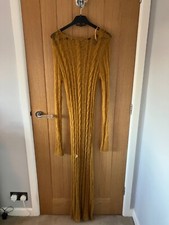 BNWT ZARA Size Mustard Yellow Open Knit Dress L-XL