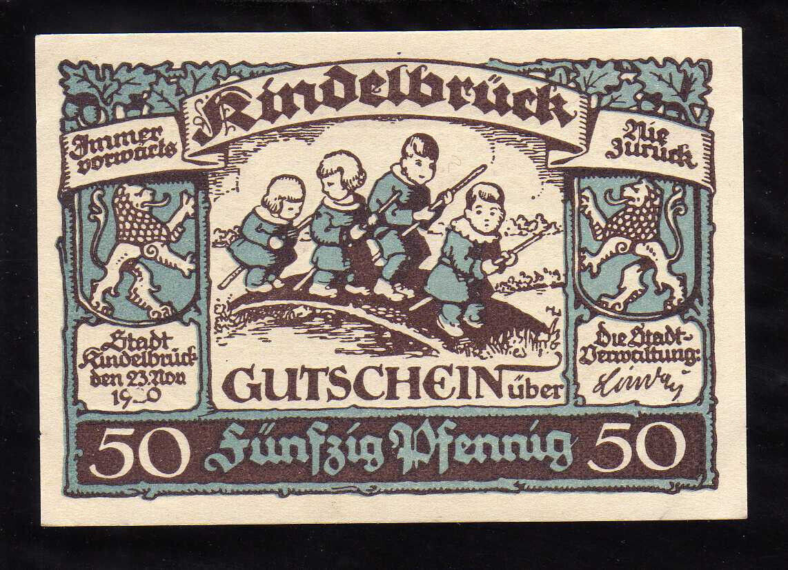 2E689  GERMANY NOTGELD - KINDELBRÜCK  -  50 PFENNIG