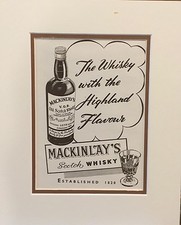 Original 1954 Vintage Matted Drink Small Magazine Ad Scotch Whisky Mackinlay's