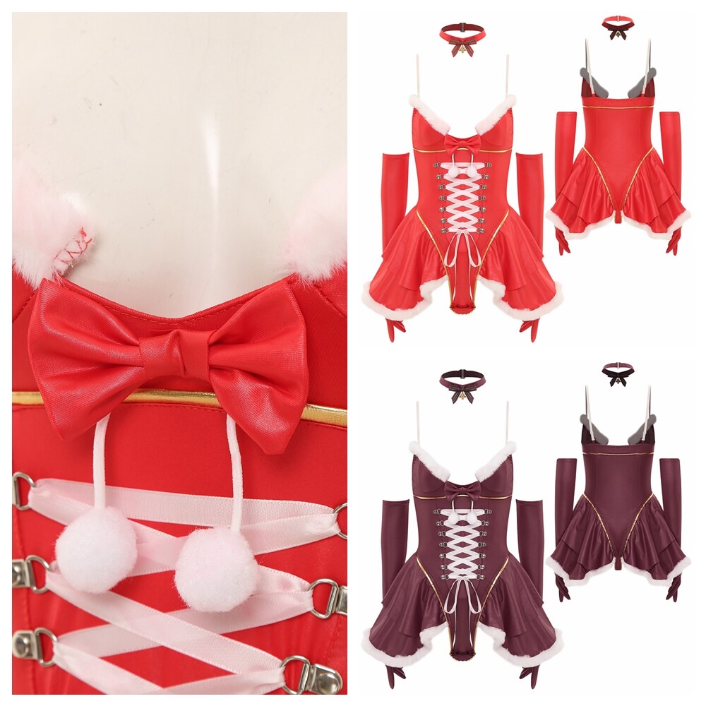 Women Dress Holiday Costume Santa Claus Outfit Cute Clubwear