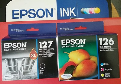 #ad 4pk Epson GENUINE 127 Black amp; 126 Color Ink T127120 BCS WorkForce 630 633 635 $59.89