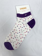 New Gymboree White Purple Spotted Ankle Socks Girl LARGE Shoe Size 3 