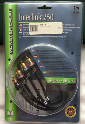 🎁 Monster Cable Interlink 250 1m/3.3' 🆕 RCA Audio Interconnect