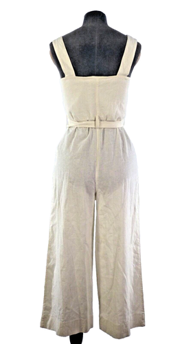 Topshop Jumpsuit Culotte Linen Blend White Playsuit Buttons Belted Size UK 6 - Picture 5 of 17