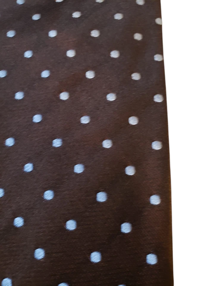 Corbata Kenneth Roberts Platino Cuello Hombre Diseñador Lujo Marrón Azul Lunares Seda Foto 2 de 4