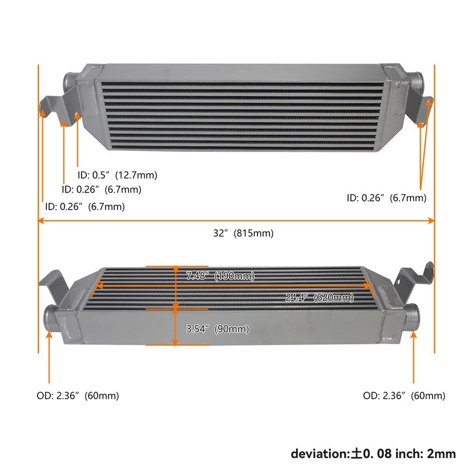 Intercooler doble + Kit de manguera negra para Volkswagen Golf R GTI MK7 2.0T plateado Foto 4 de 4