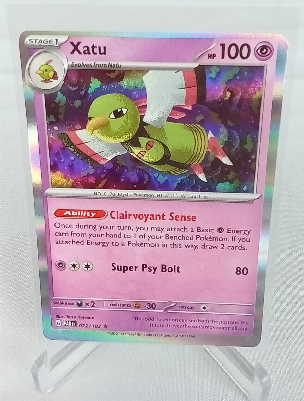 Xatu 72/182 Paradox Rift Holo Rare Pokémon Card 2023