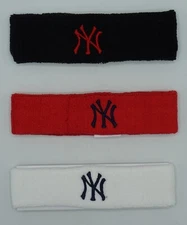 MLB New York Yankees Assorted Colors 100% Cotton Headbands Sweatbands NEW!