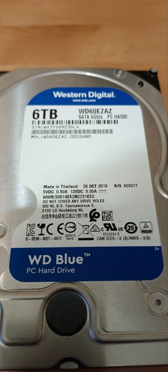 WD　WDC WD60EZAZ-00ZGHB0　6TB　HDD　5400 RPM WD Blue 6TB Desktop Hard Disk Drive - 5400 RPM SATA 6Gb/s