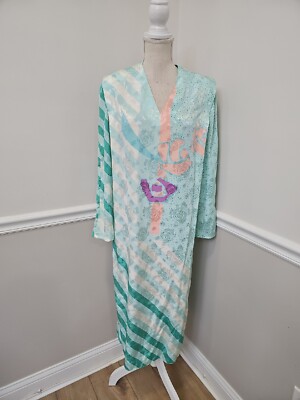 Regine Vintage Womens Satin Dress Pastel/Abstract/80s Floral Print/Size 