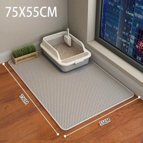 Double Layer Cat Litter Mat Non-Slip Washable Pad for Cats Litter Box, Paw Clean - Picture 1 of 17