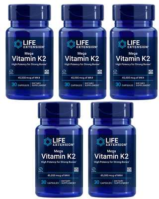 #ad Life Extension Mega Vitamin K2 45000mcg 5X30 Caps Menaquinone 4 $118.95