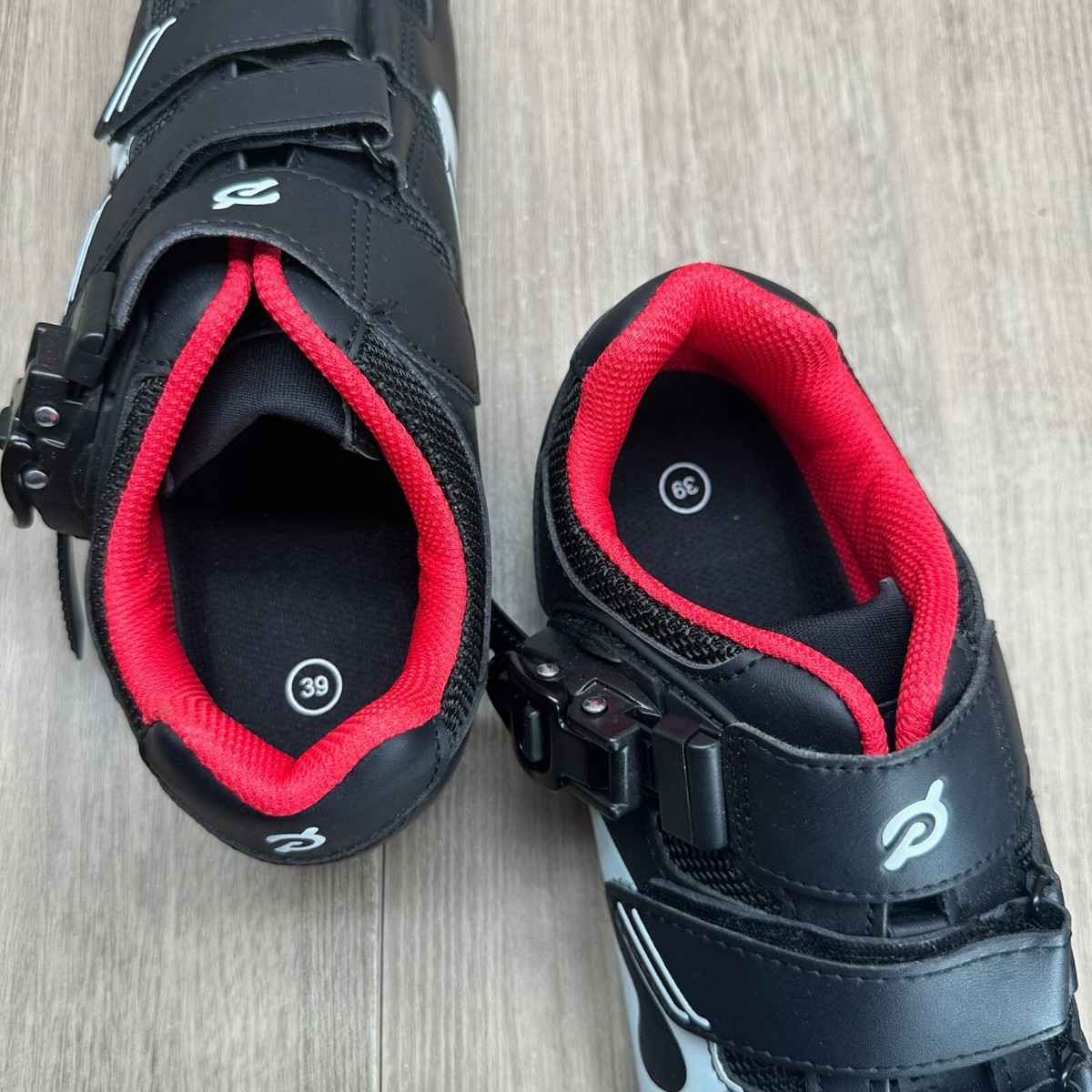 Peloton Cycling Shoes Mens Sz 6.5 Low Top Adjustable Hook & Loop Strap Black Red Peloton Cycling Shoes Mens Sz 6.5 Low Top Adjustable Hook  main image 2