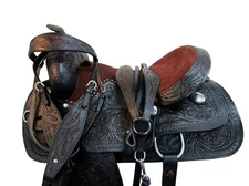 COMFY TRAIL SADDLE WESTERN HORSE PLEASURE FLORAL TOOLED LEATHER TACK 15 16 17 18