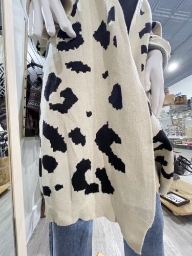 ACESHIN Women's Leo Print Premium Quality Open Cardigan Sweater Tan - Size XXL - Picture 7 of 12
