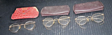 Antique 3 Spectacles 1 Bifocal 2 full lens in orig. cases frames 10-12k G.F.