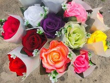 Joblot of 60 pcs artificial single ROSE (10cm)  flowers & PLASTIC BAG new