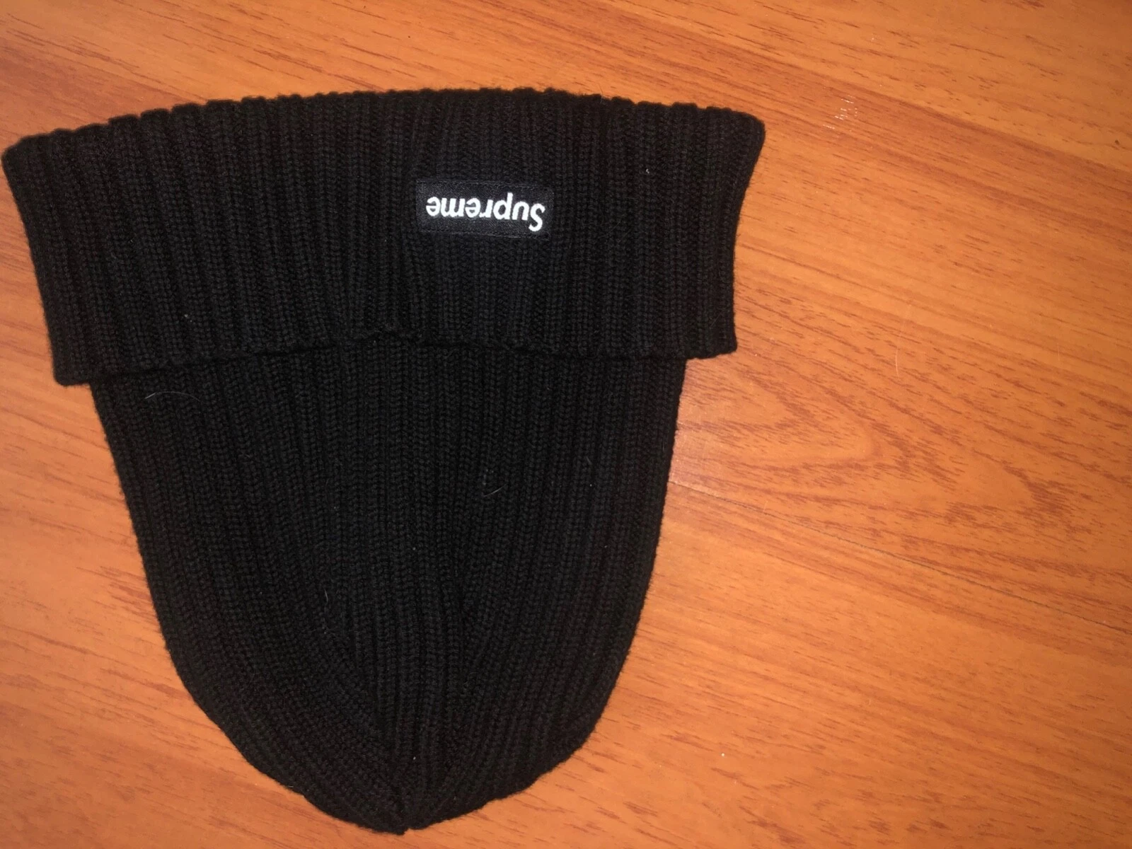 Supreme Overdyed Ribbed Beanie noir SS18 d'occasion