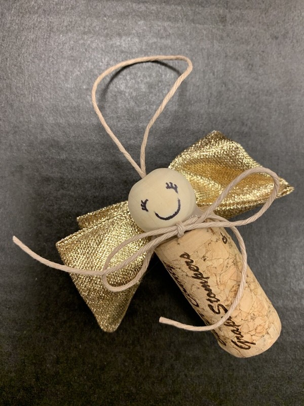 AFTER CHRISTMAS PENNY SALE!Vintage Bottle Cork Gold Fairy Angel Ornament 2.5”