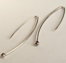 Large Sterling Silver Fancy V-Hook Earwires w/ Ball End - 18 ga - 43 mm - 1 PAIR