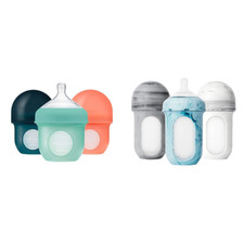 Nursh Reusable Silicone Baby Bottles with Collapsible Pouch - Stage 1 Slow  Sta