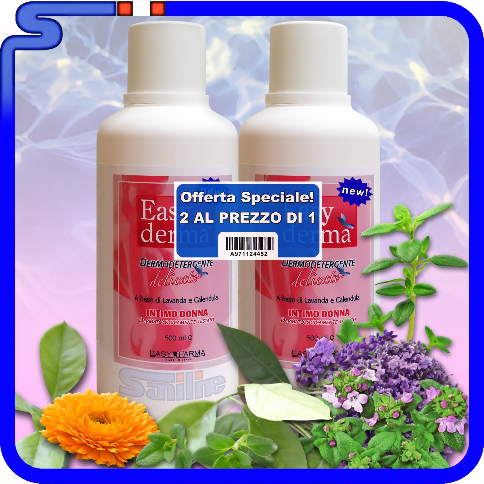 EASY DERMA DETERGENTE DELICATO CALENDULA PER IGIENE INTIMA 500ml + 500ml OMAGGIO